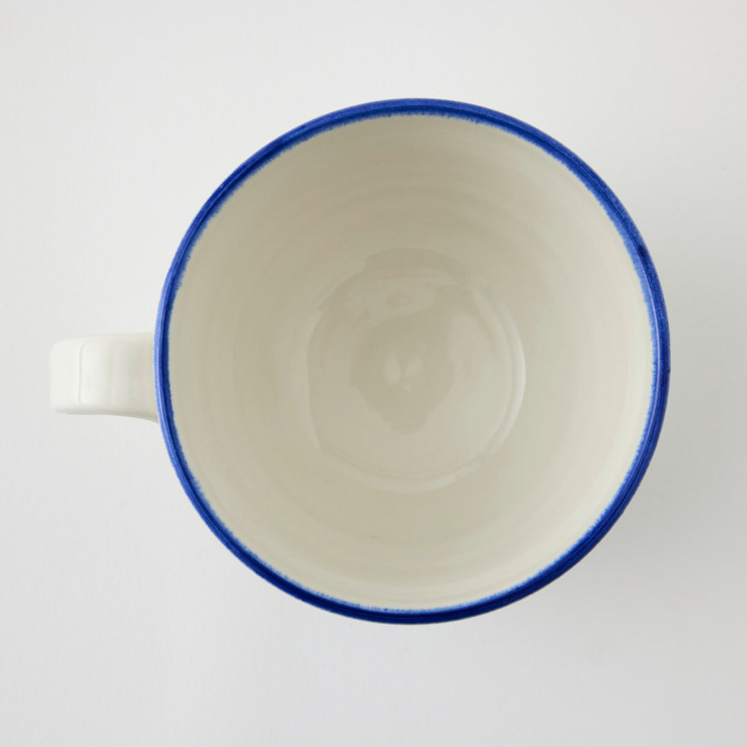 Handmade Cup and Saucer with Blue Stripe