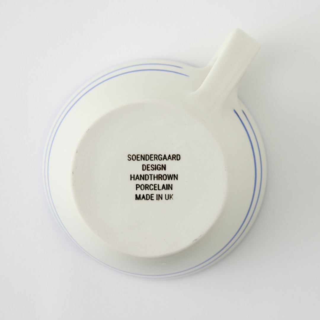 Handmade Cup and Saucer with Blue Stripe