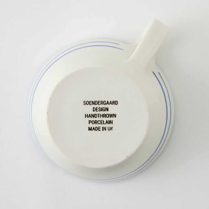 Handmade Cup and Saucer with Blue Stripe