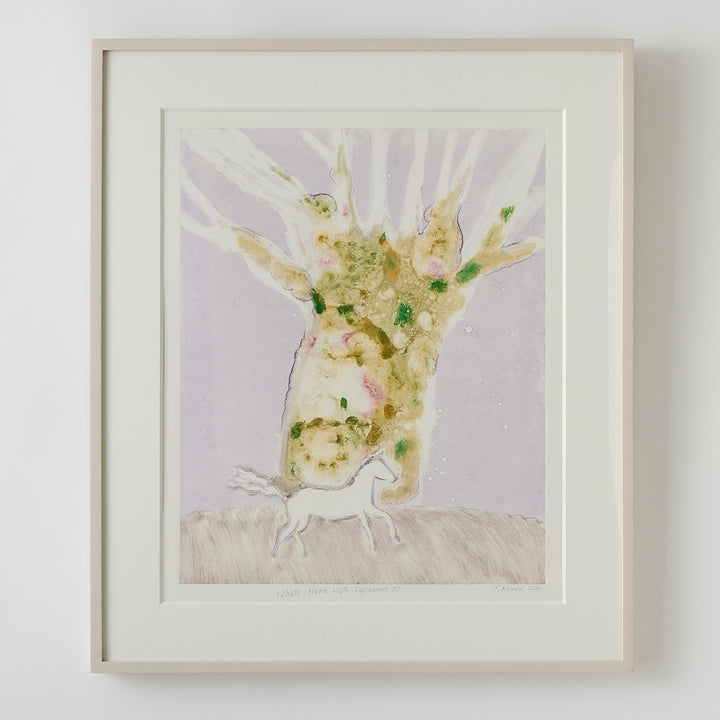 Josie Merck, White Horse with Sycamore III