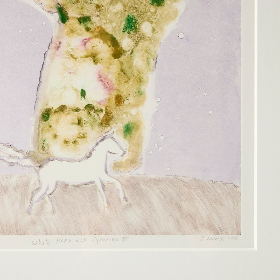 Josie Merck, White Horse with Sycamore III