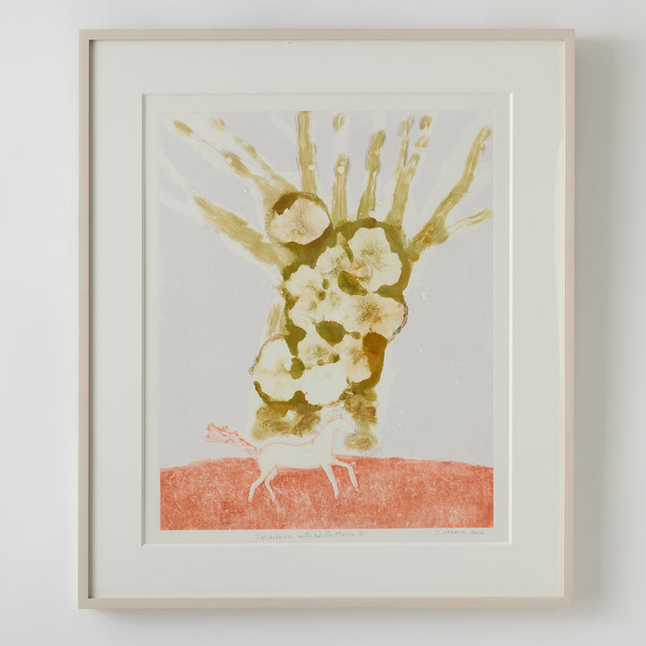Josie Merck, White Horse with Sycamore II
