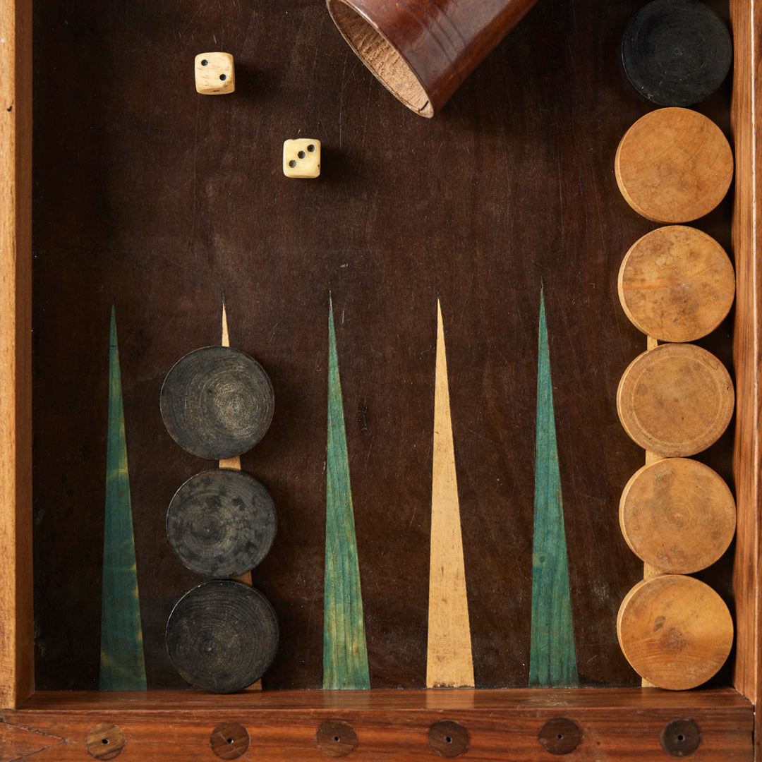 Antique French Marquetry Backgammon Board I, Early 20th Century