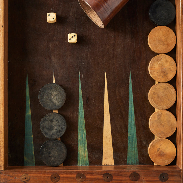 Antique French Marquetry Backgammon Board I, Early 20th Century
