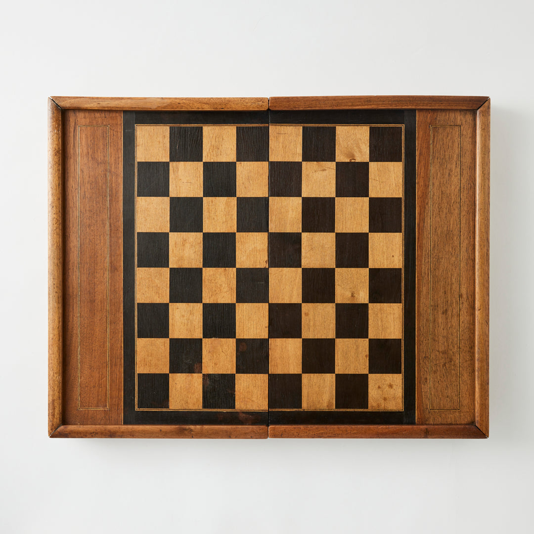 Antique French Marquetry Backgammon Board II, Early 20th Century
