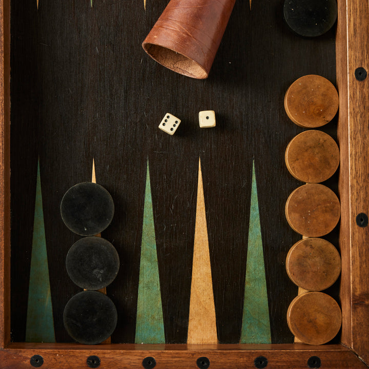 Antique French Marquetry Backgammon Board II, Early 20th Century