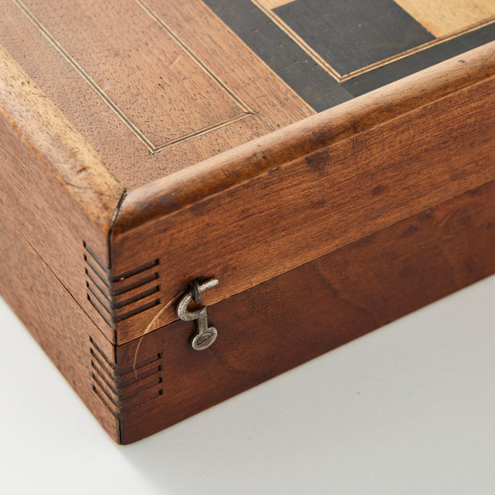Antique French Marquetry Backgammon Board II, Early 20th Century