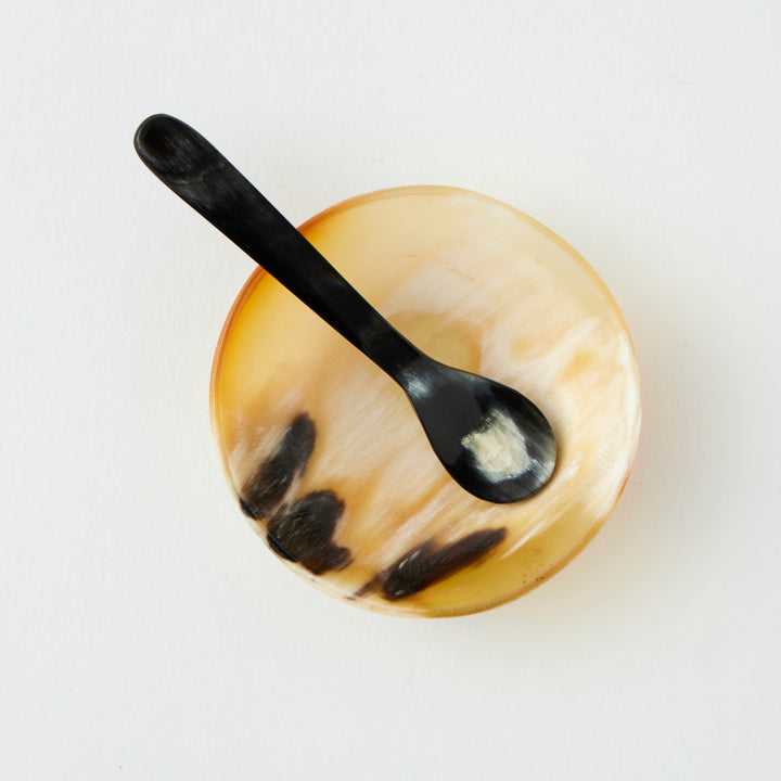 Horn Salt Cellar &amp; Spoon Set