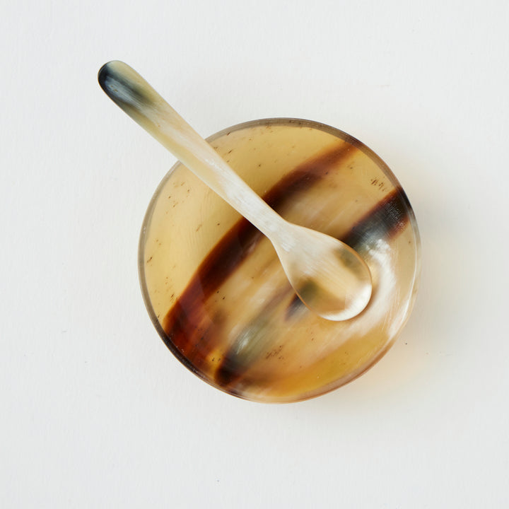 Horn Salt Cellar &amp; Spoon Set