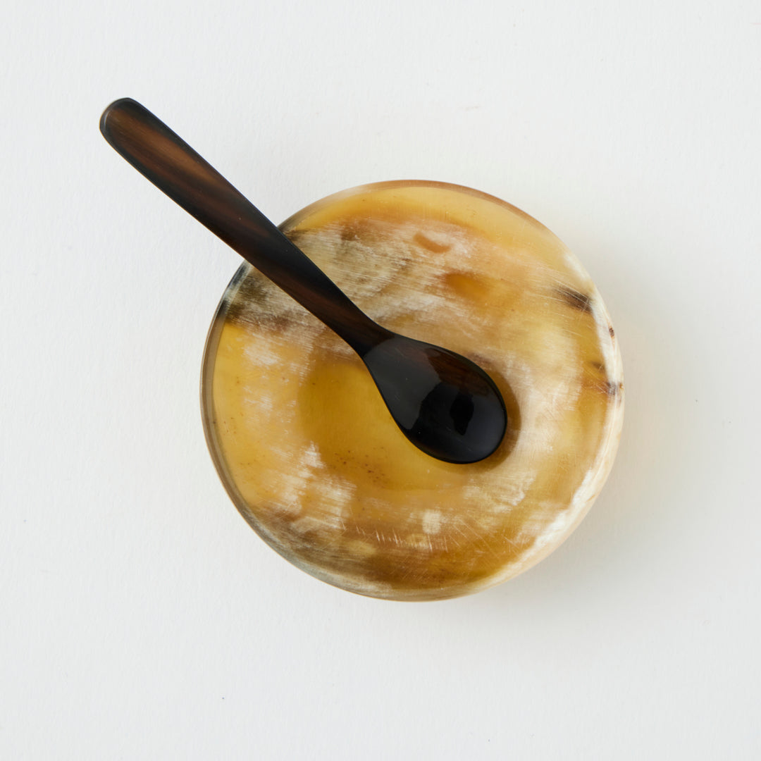 Horn Salt Cellar &amp; Spoon Set