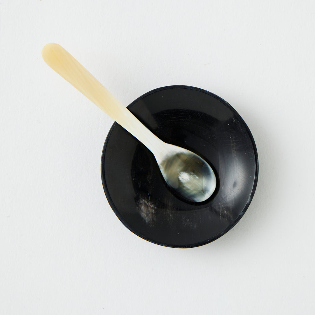 Horn Salt Cellar &amp; Spoon Set