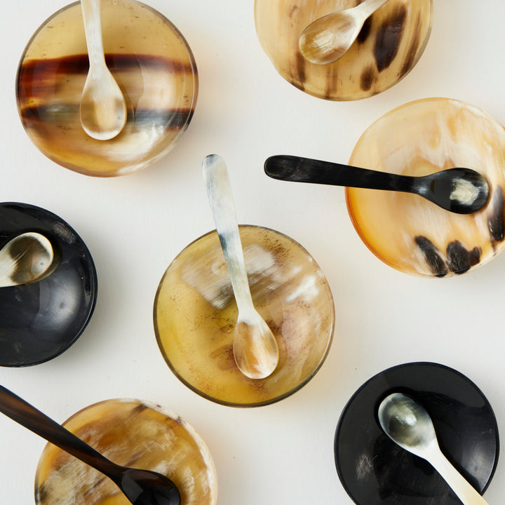 Horn Salt Cellar &amp; Spoon Set