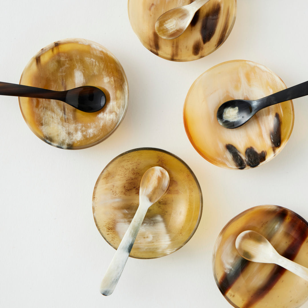 Horn Salt Cellar &amp; Spoon Set
