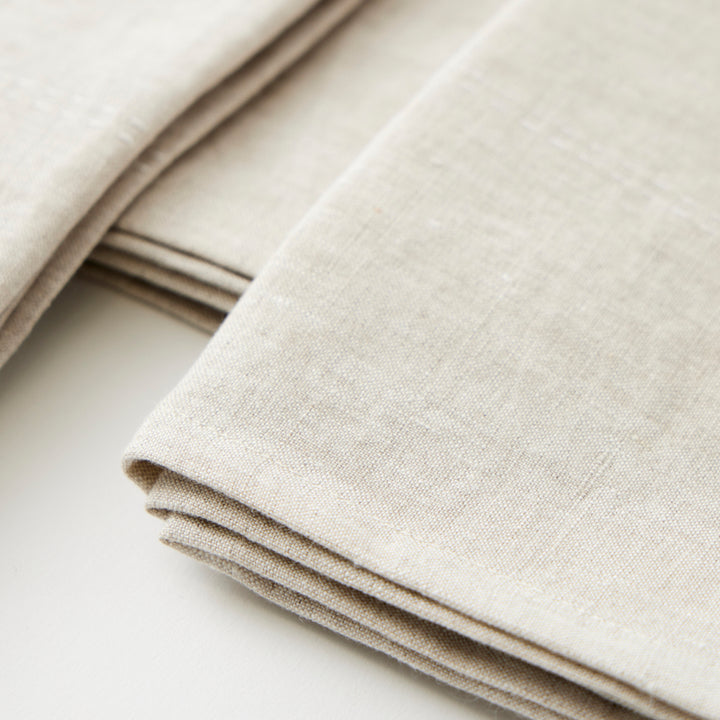 Rythmo Linen Napkins, White Stitching, Set of 6