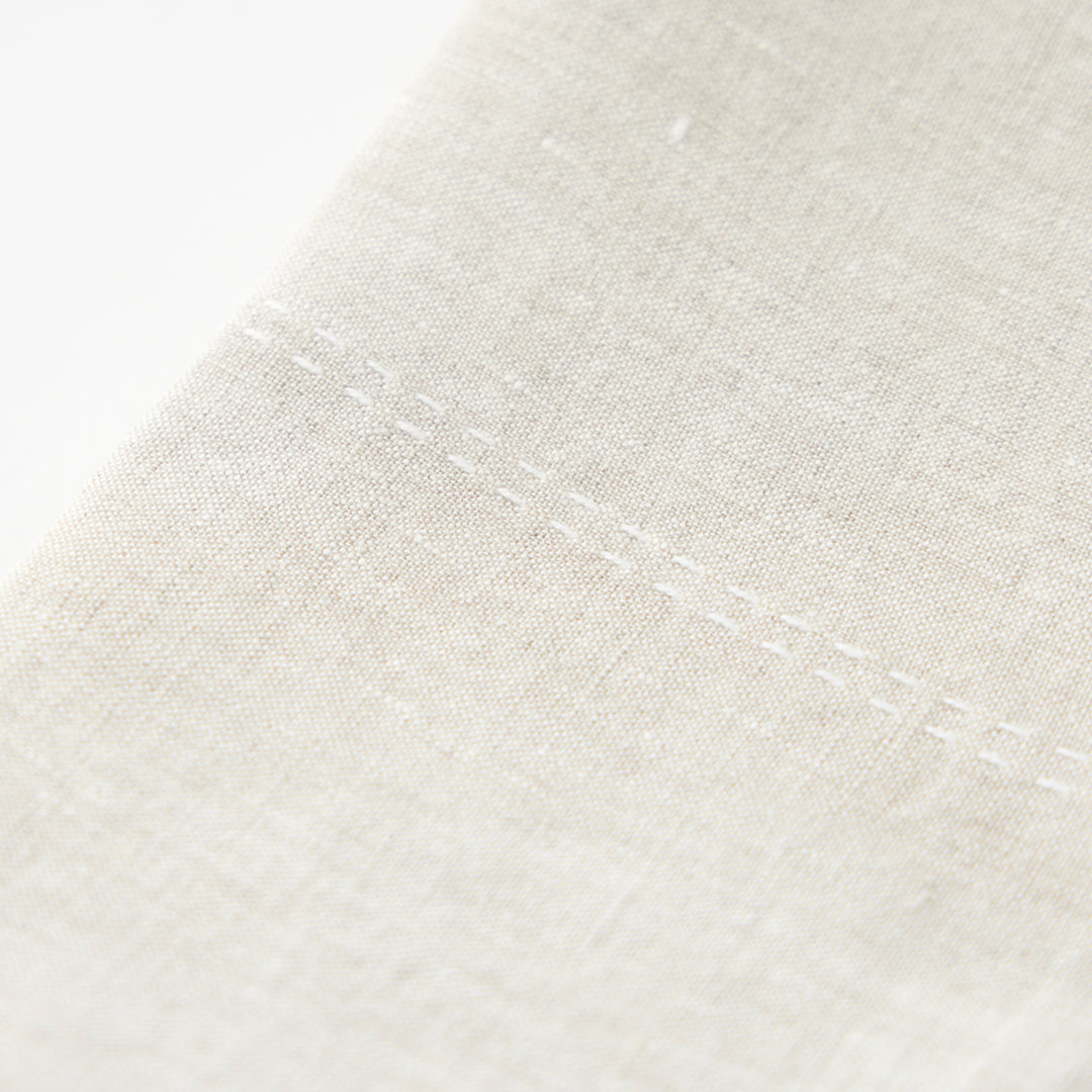 Rythmo Linen Napkins, White Stitching, Set of 6