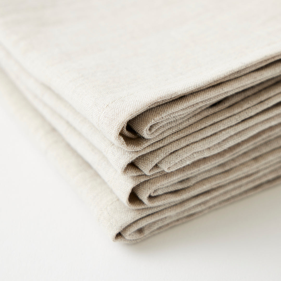 Rythmo Linen Napkins, White Stitching, Set of 6