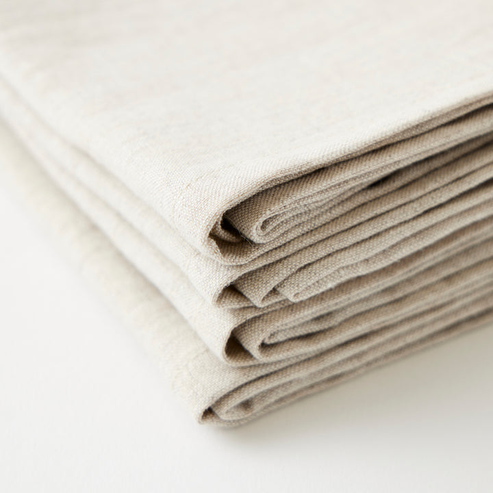 Rythmo Linen Napkins, White Stitching, Set of 6