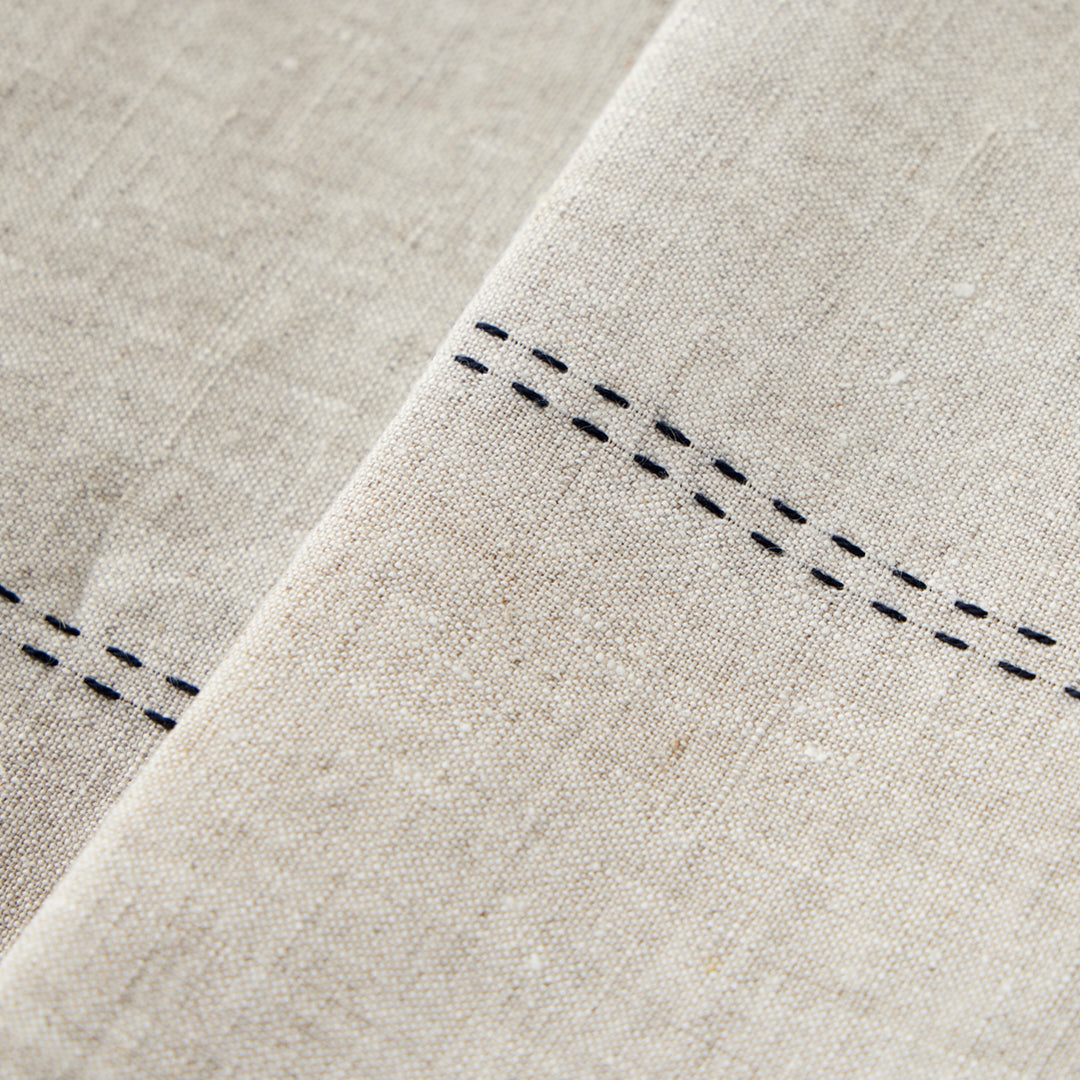 Rythmo Linen Napkins, Black Stitching, Set of 6