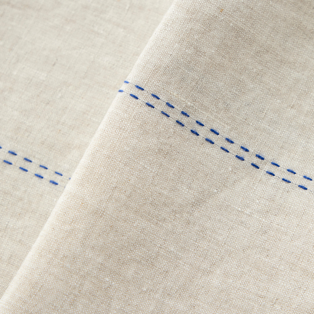 Rythmo Linen Napkins, Blue Stitching, Set of 6
