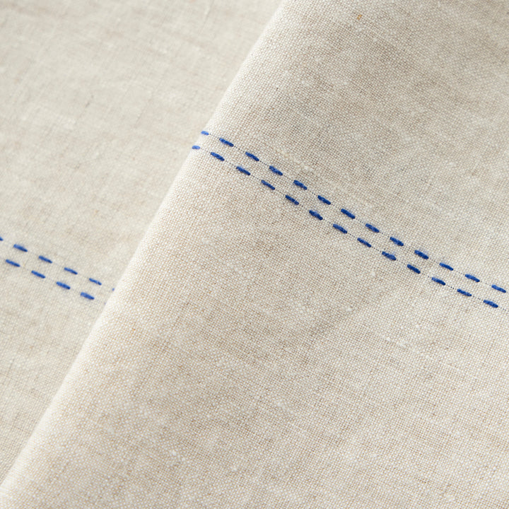 Rythmo Linen Napkins, Blue Stitching, Set of 6