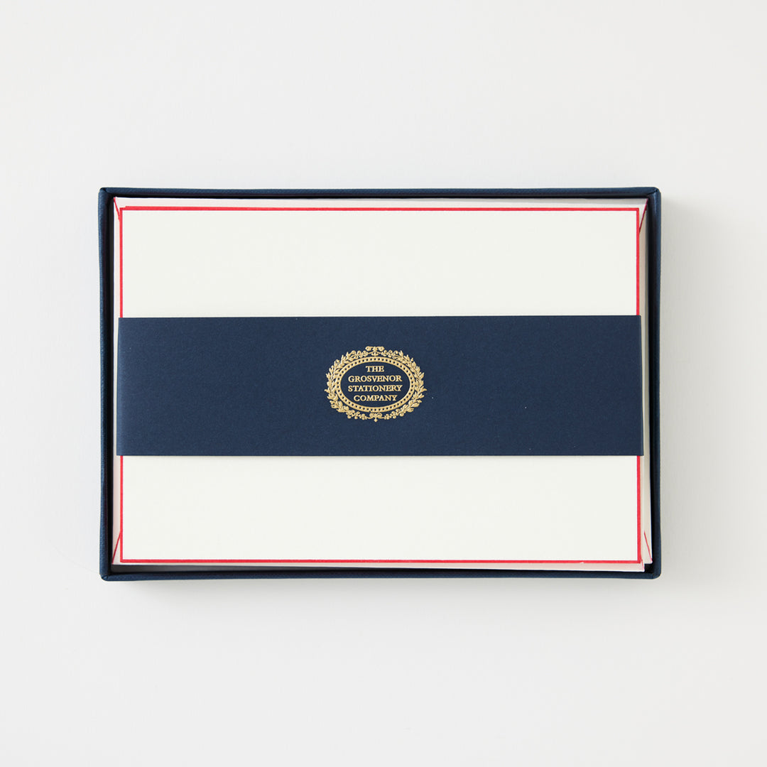 Boxed Notecard Set with Red Borders