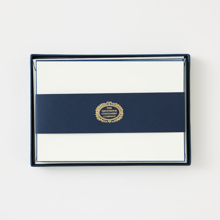 Boxed Notecard Set with Navy Borders