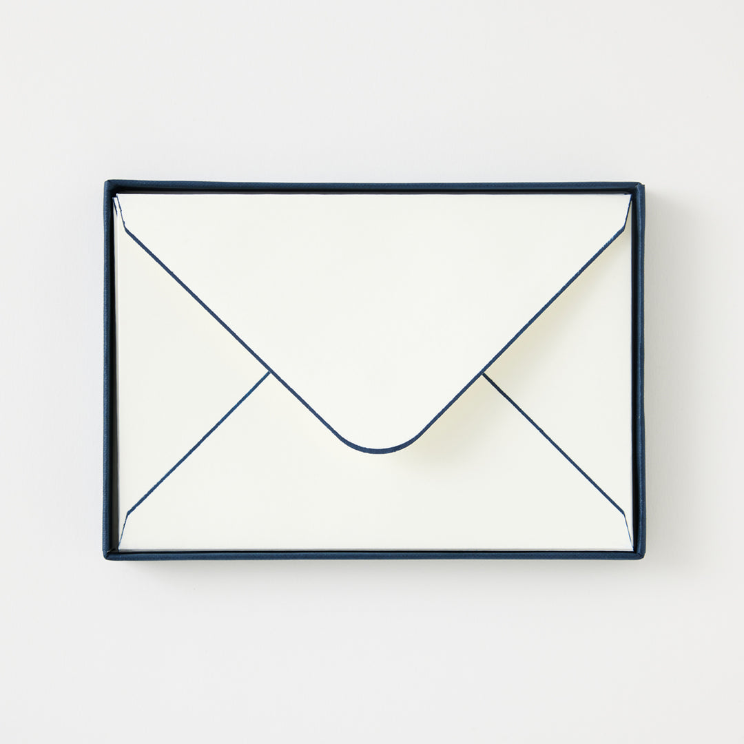 Boxed Notecard Set with Navy Borders