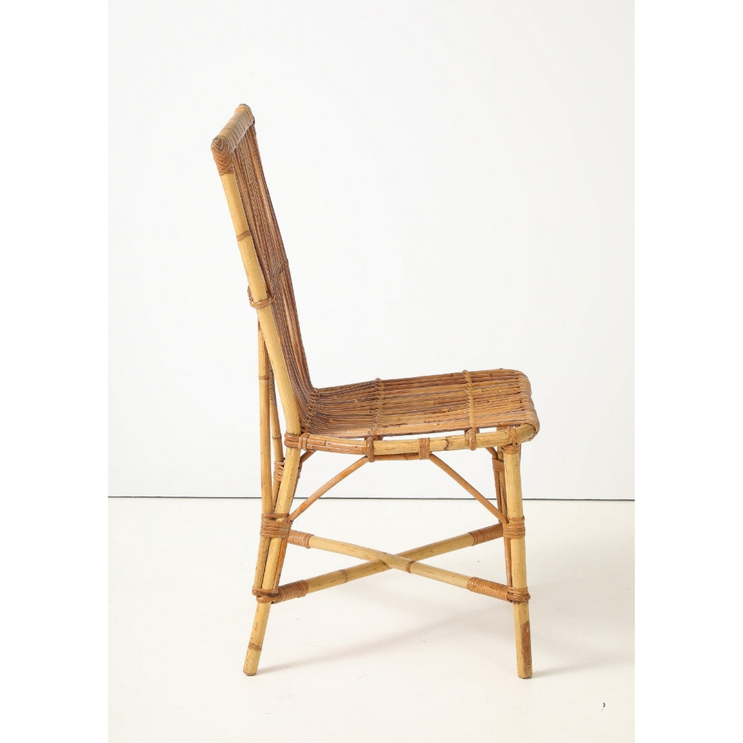 Vintage Desk &amp; Chair in Oak &amp; Rattan by Audoux-Minet, France, circa 1960