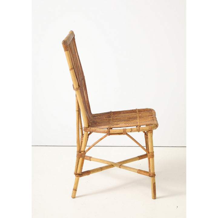 Vintage Desk &amp; Chair in Oak &amp; Rattan by Audoux-Minet, France, circa 1960