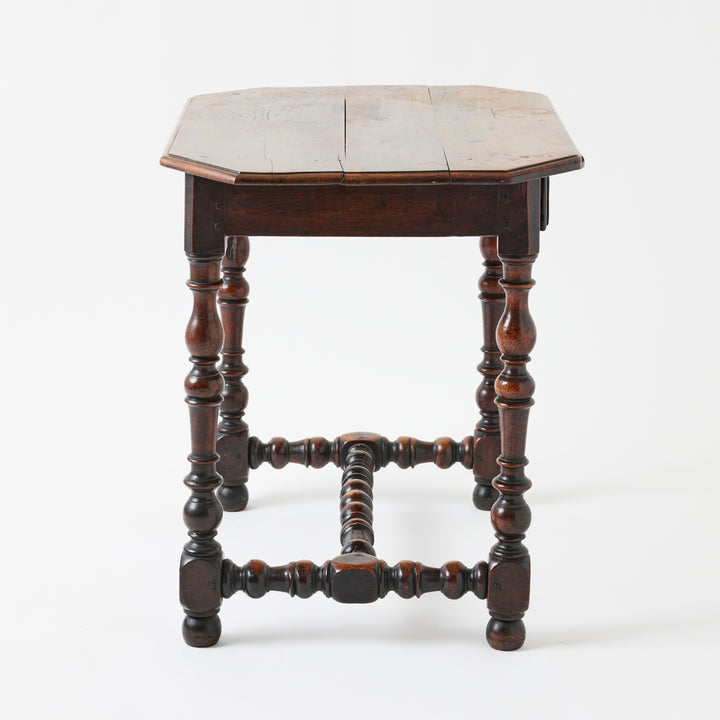 Antique French Walnut Turned Leg Table, 18th Century