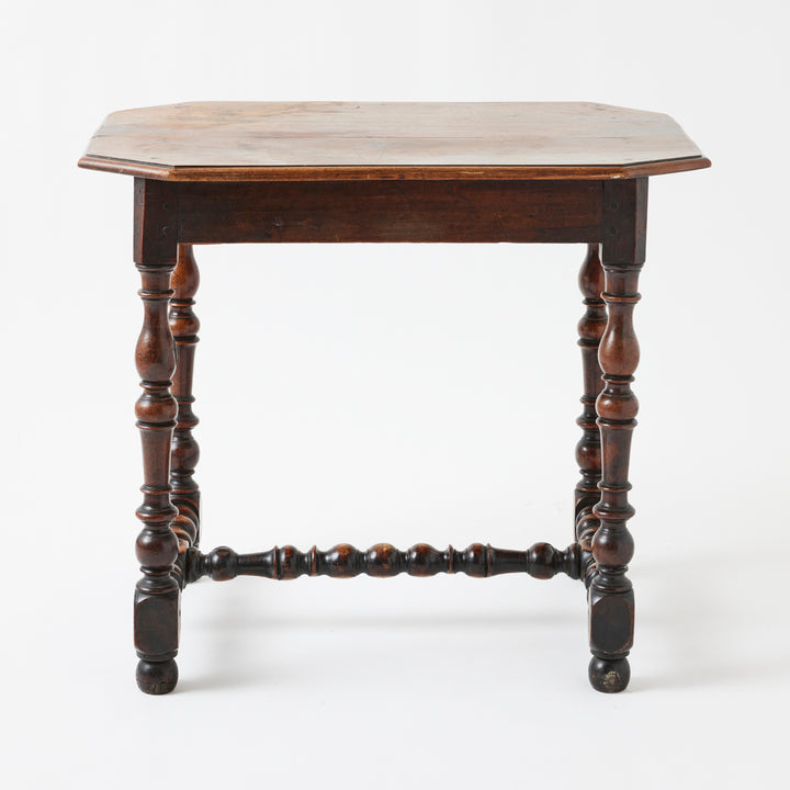 Antique French Walnut Turned Leg Table, 18th Century