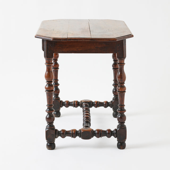 Antique French Walnut Turned Leg Table, 18th Century