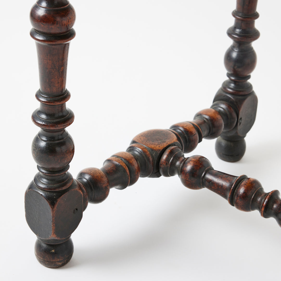 Antique French Walnut Turned Leg Table, 18th Century