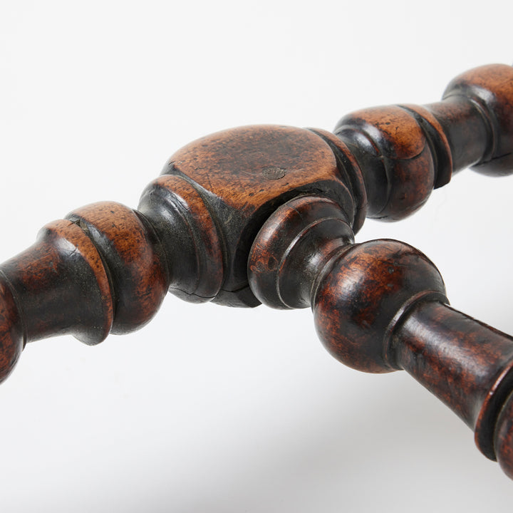 Antique French Walnut Turned Leg Table, 18th Century
