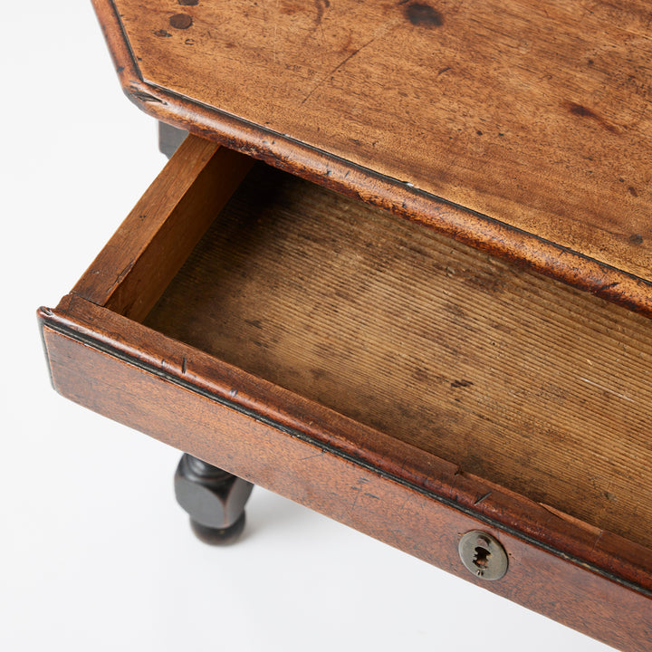 Antique French Walnut Turned Leg Table, 18th Century
