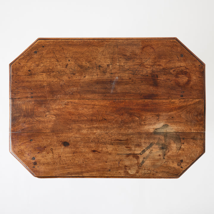 Antique French Walnut Turned Leg Table, 18th Century