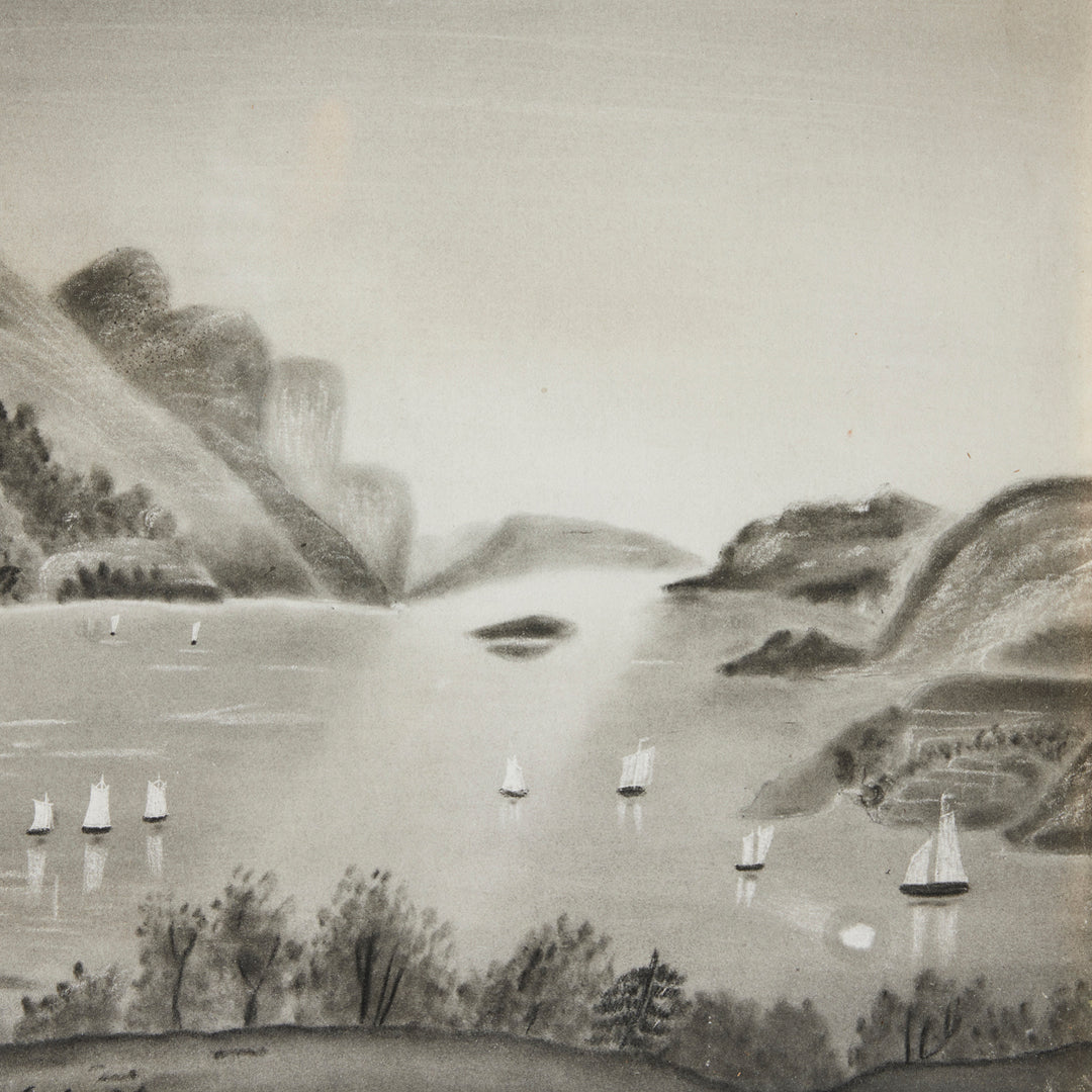 19th Century Sandpaper Drawing in Original Frame 3, Signed, Dated 1858