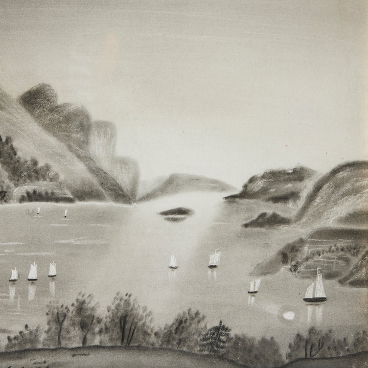 19th Century Sandpaper Drawing in Original Frame 3, Signed, Dated 1858