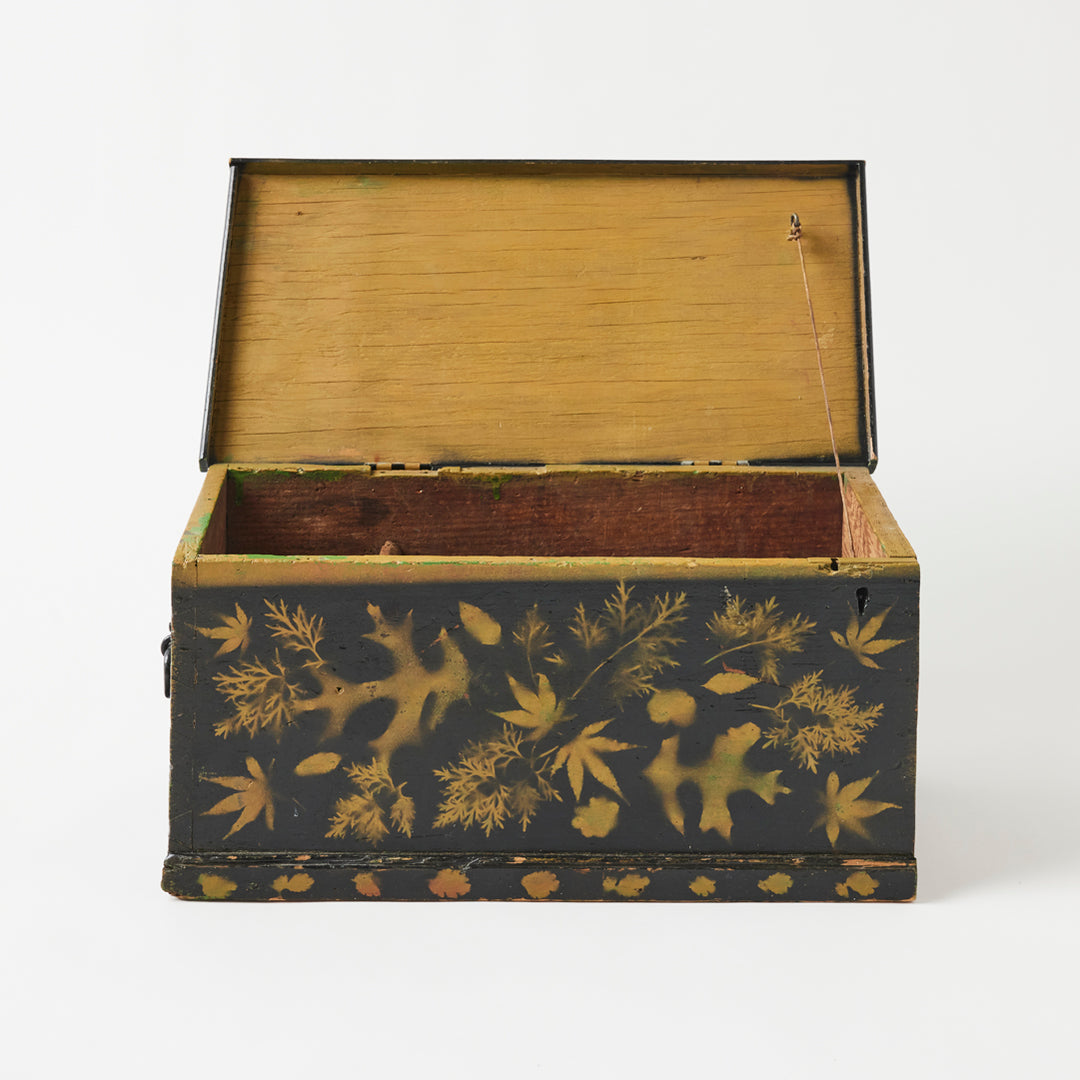 Antique Painted Chest in Leaf Design, American, Early 20th Century