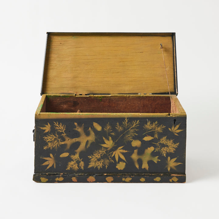 Antique Painted Chest in Leaf Design, American, Early 20th Century