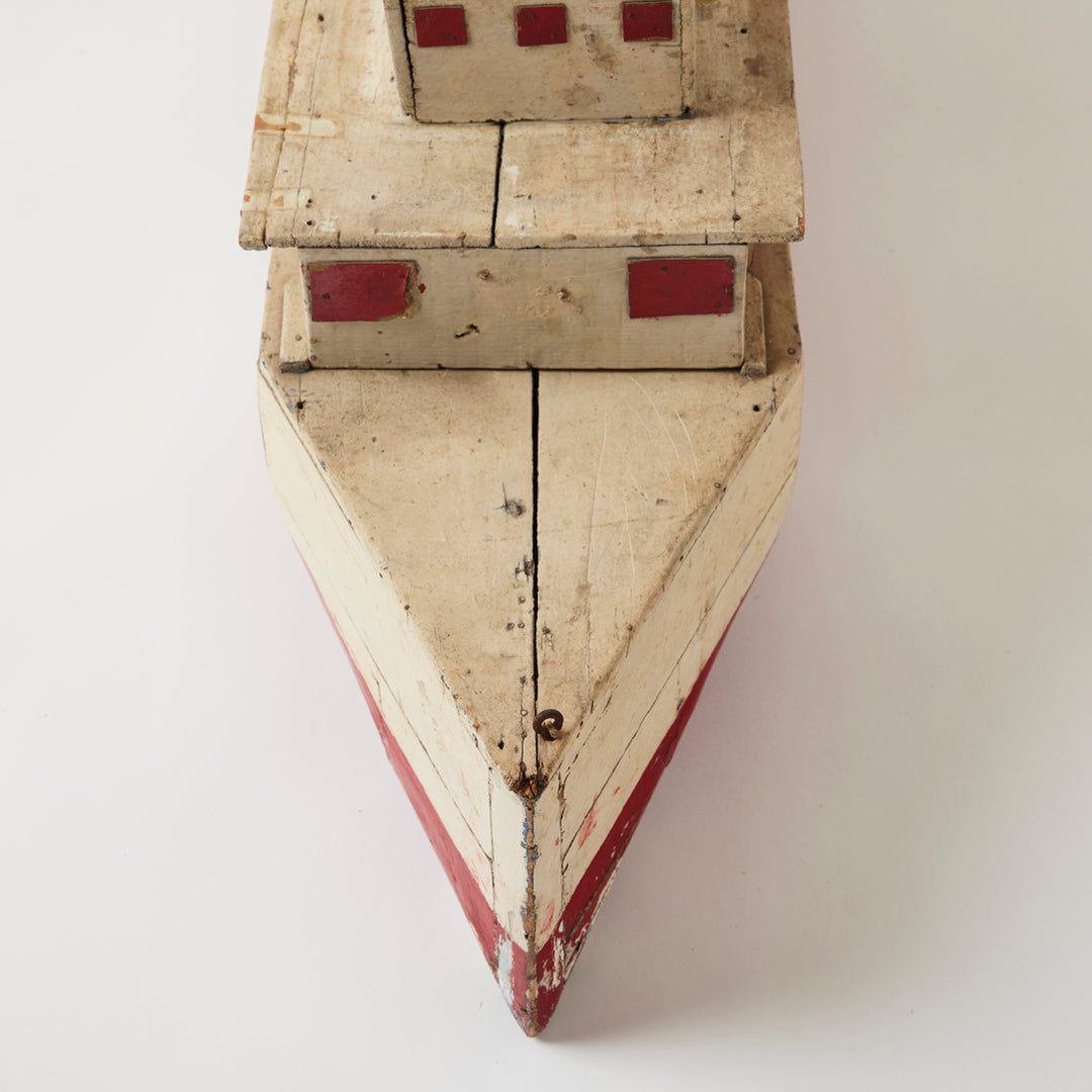 Folk Art Painted Wood  Ferry Model