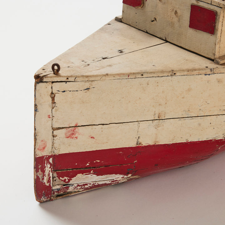 Folk Art Painted Wood  Ferry Model