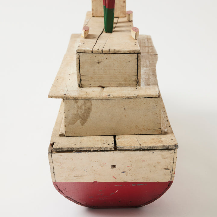 Folk Art Painted Wood  Ferry Model