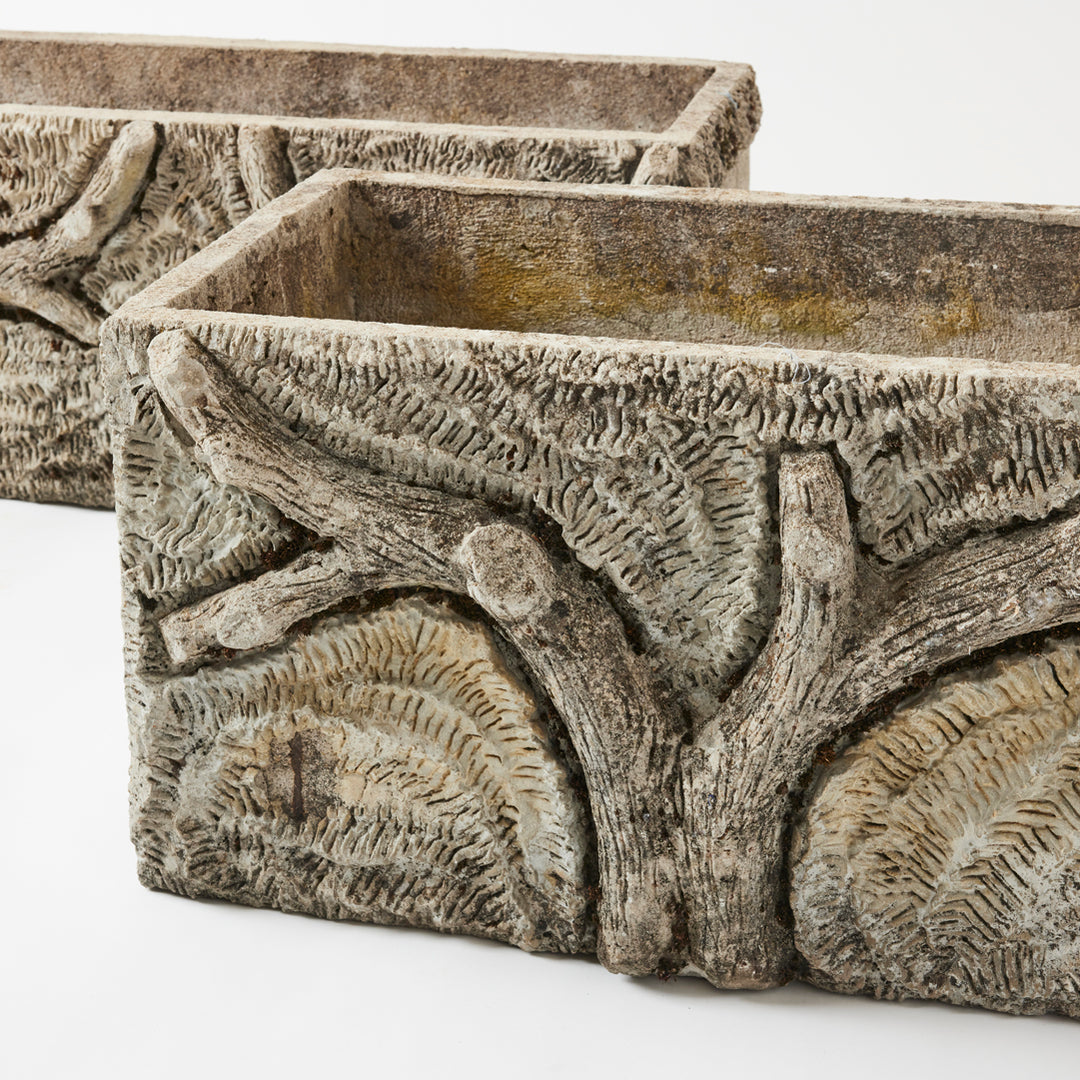 Pair of Large Antique French Faux Bois Planters