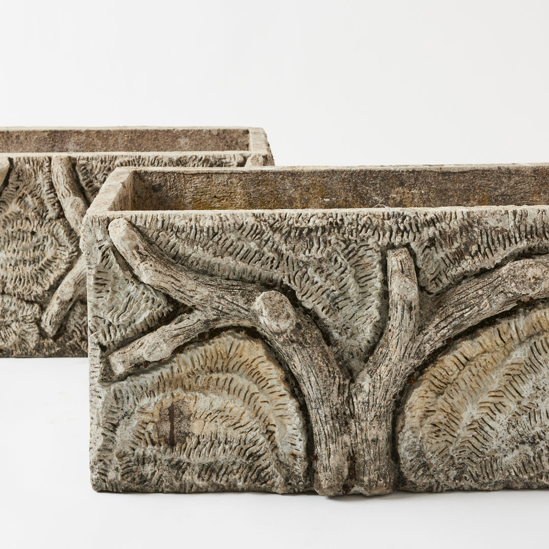 Pair of Large Antique French Faux Bois Planters