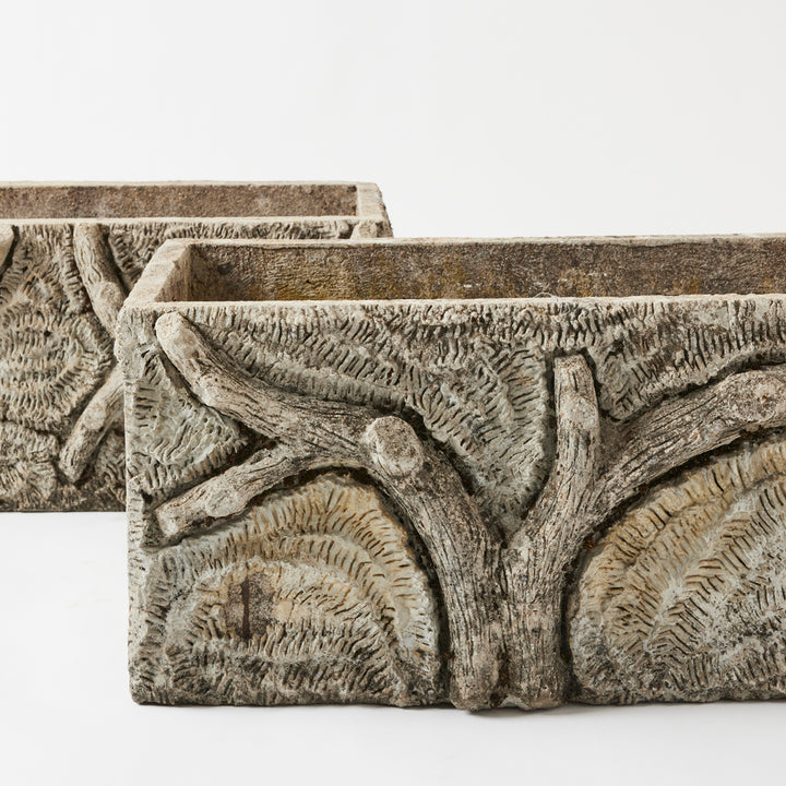 Pair of Large Antique French Faux Bois Planters