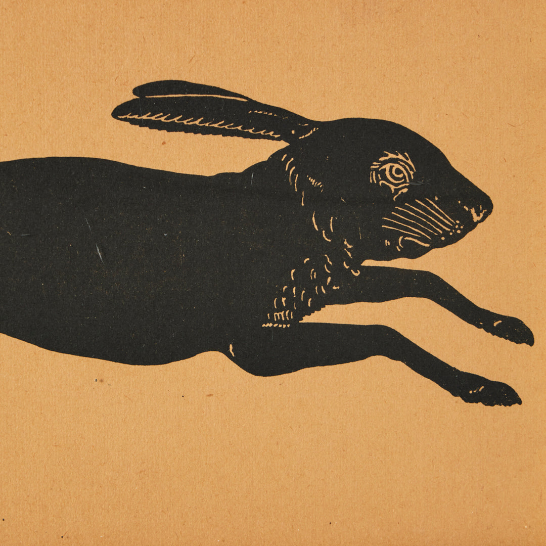 Vintage Print of Rabbit in Original Frame, Signed Prisette Paris