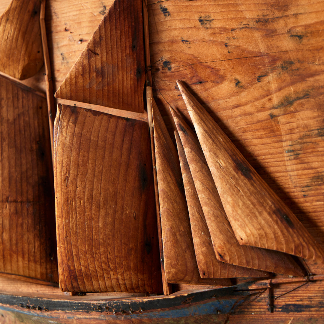 Antique Wooden Ship Diorama