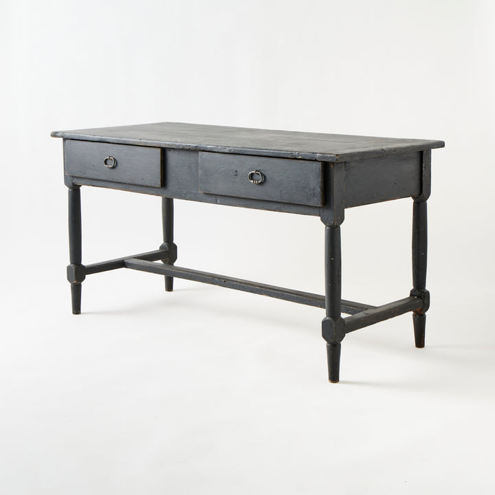 Large Antique Painted  Table with Drawers, France