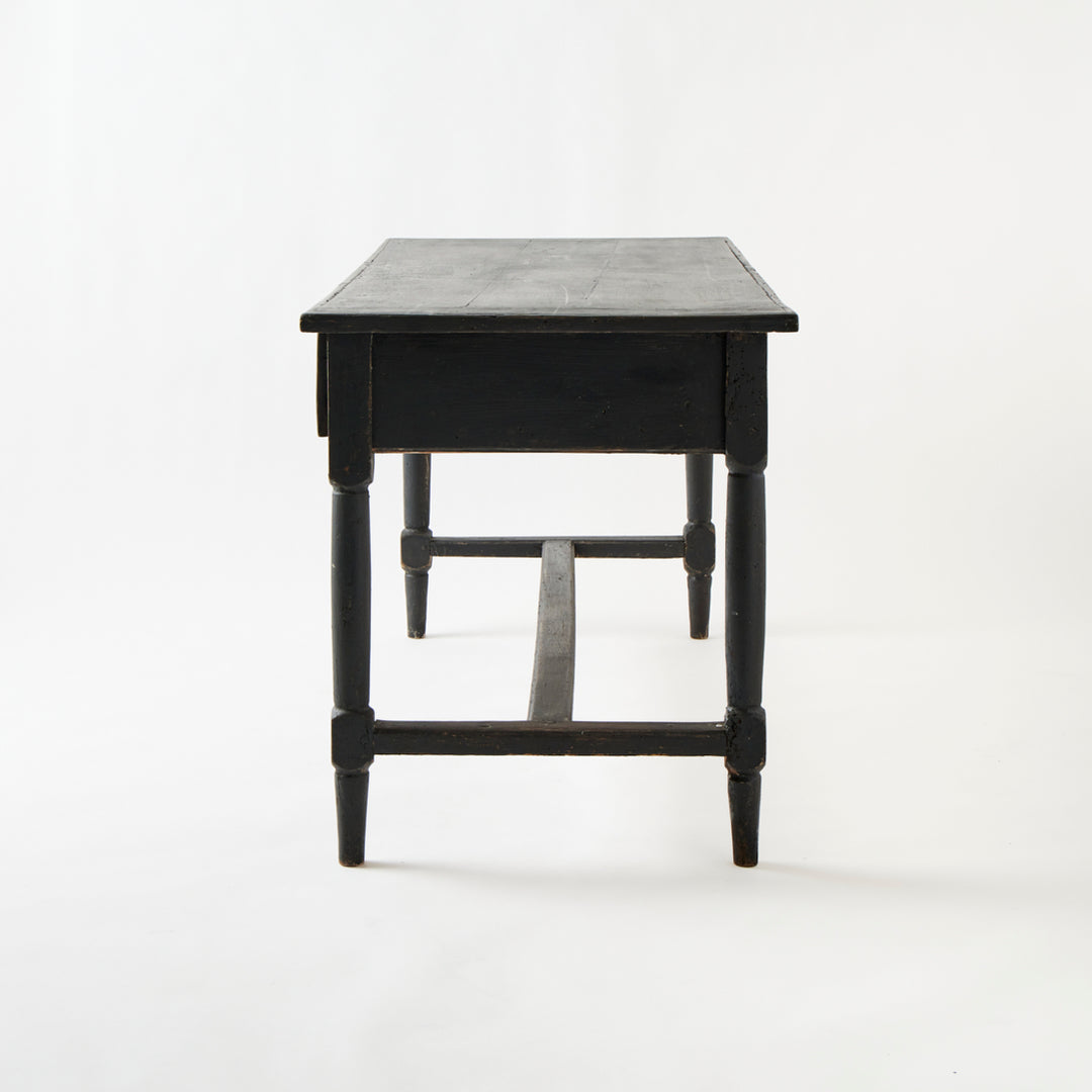 Large Antique Painted  Table with Drawers, France